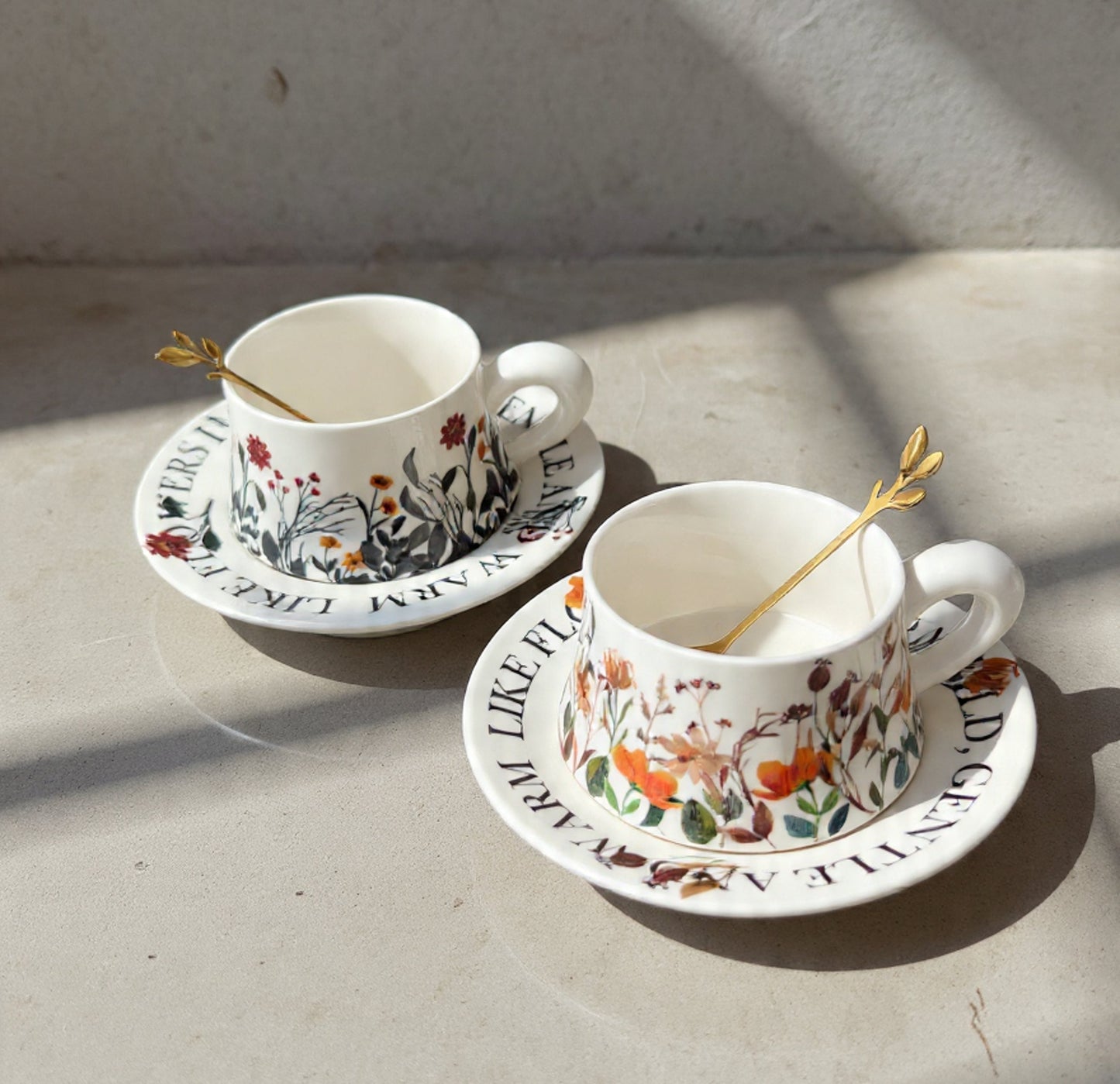 Taza de Flores con Plato