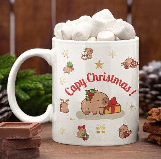 Taza Capibara Navidad Capy Christmas  Taza Navidad Taza Navideña