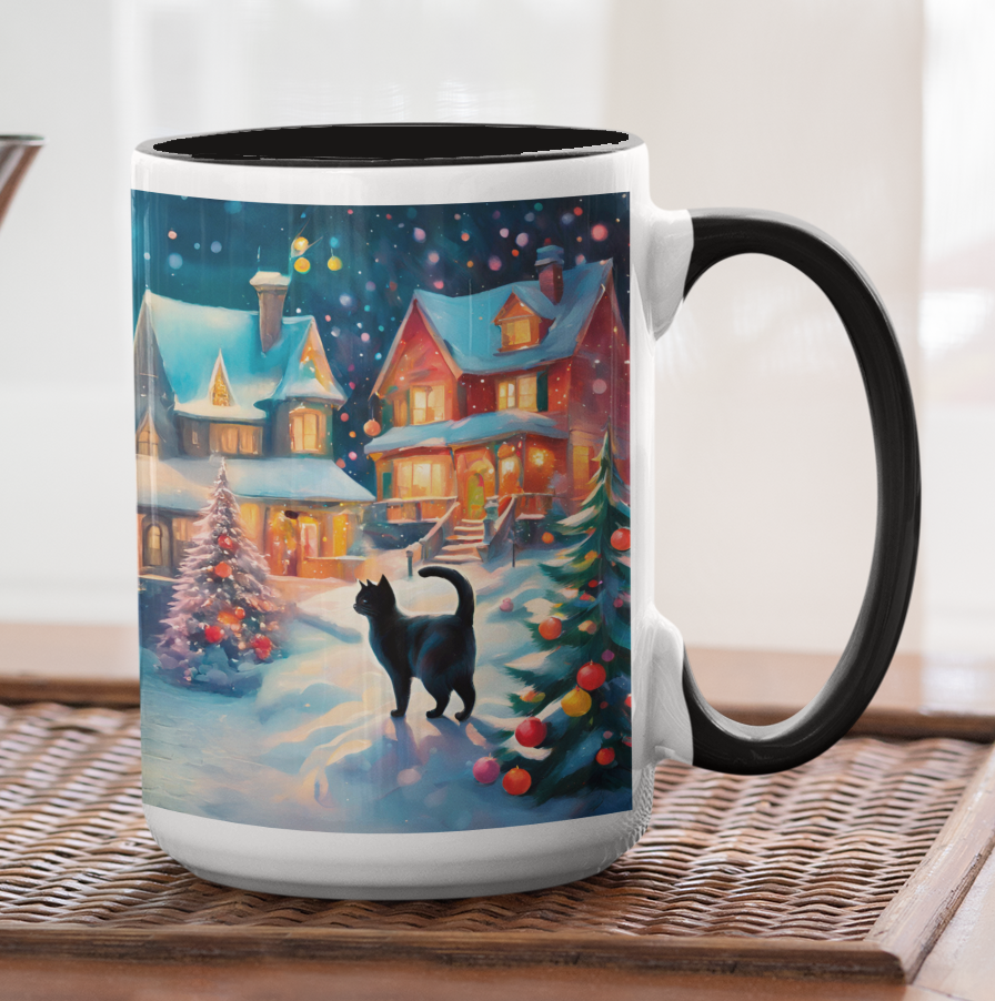 Taza Gato Negro Navidad Taza Navidad Taza Navideña