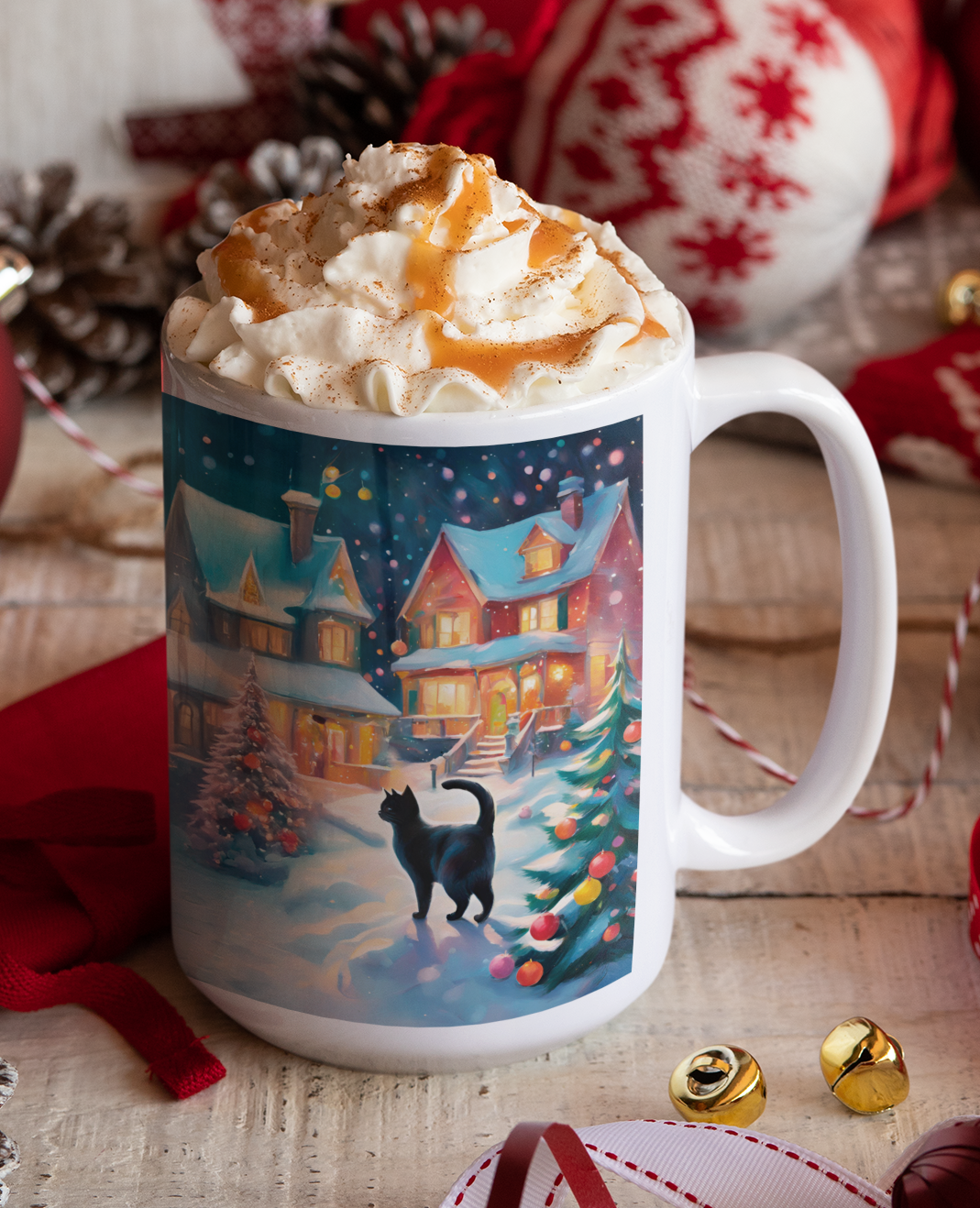 Taza Gato Negro Navideño Taza Navidad Taza Navideña
