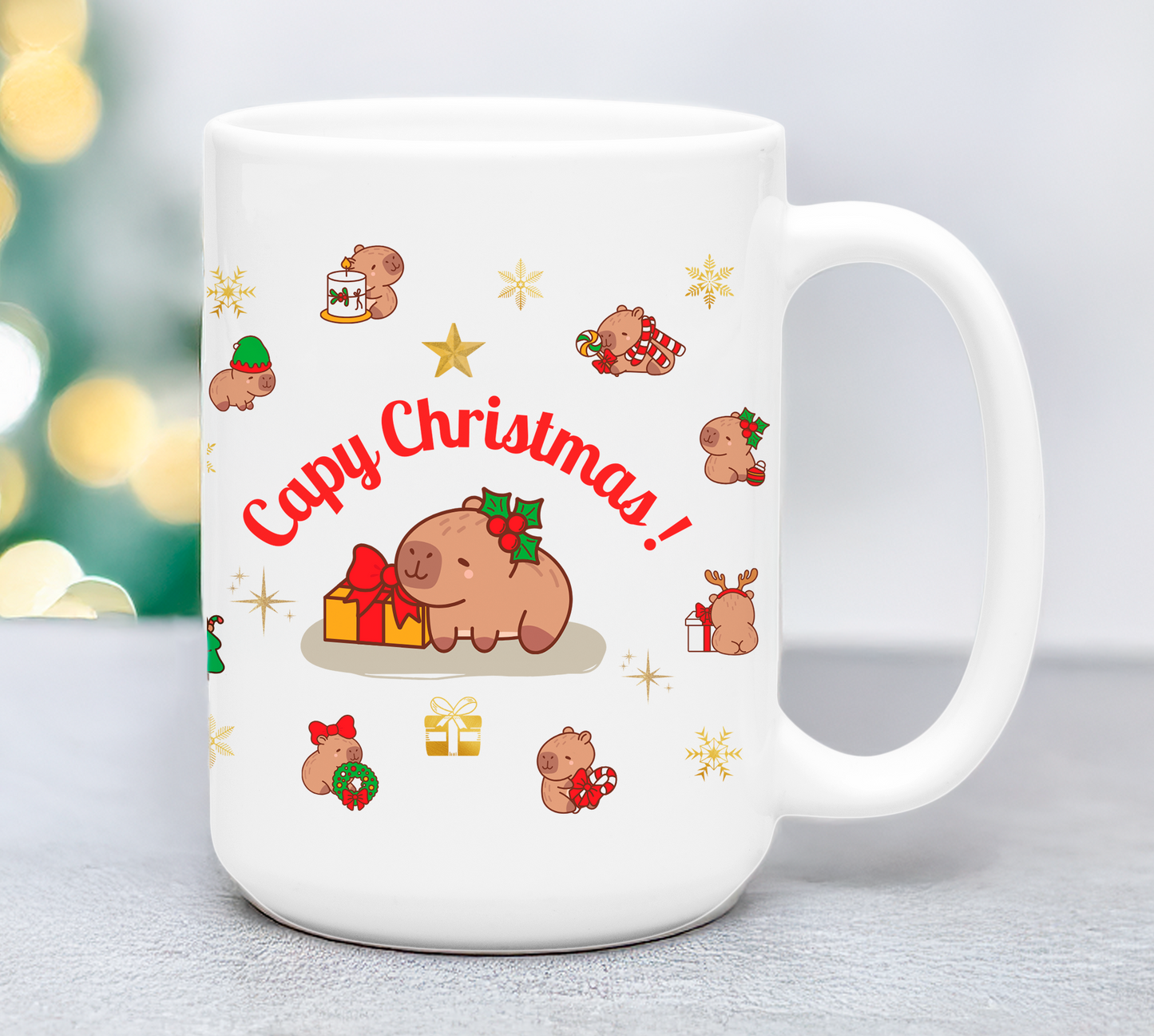 Taza Capibara Navidad Capy Christmas  Taza Navidad Taza Navideña